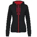 KARIBAN K467 - SWEAT-SHIRT ZIPPÉ CAPUCHE CONTRASTÉE FEMME