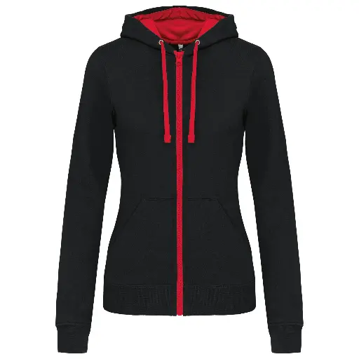 KARIBAN K467 - SWEAT-SHIRT ZIPPÉ CAPUCHE CONTRASTÉE FEMME